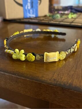 Yellow handmade junked Headband - Women's Hair Accessory